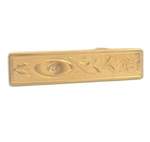 1980’s Vintage Gold Tone Tie Clip with Engraved Design and Faux Diamond Detail - Fashionconservatory.com