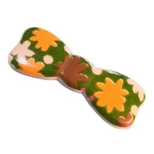 1980’s Vintage Mod Style French Bow Barrette, Flower Power Green
