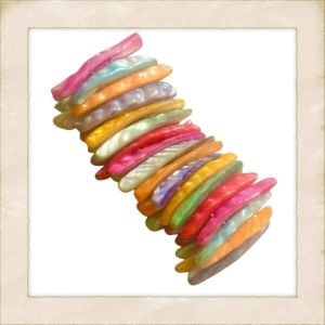 Vintage Brightly Colored Shell Statement Bracelet, Pearlescent Pink Blue Orange  - Fashionconservatory.com