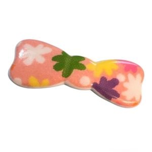 1980’s Vintage Mod Style French Bow Barrette in Pink, Flower Power, Deadstock 