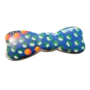 1980’s Vintage Mod Style French Bow Barrette, Blue Flower Power, Deadstock