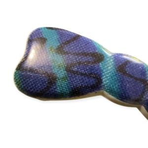 1980’s Vintage Mod Style French Bow Barrette, Blue Flower Power French Hair - Fashionconservatory.com