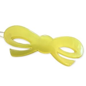 Pearlescant Yellow French Bow Barrettes Circa 1980’s, Deadstock, Pair  - Fashionconservatory.com
