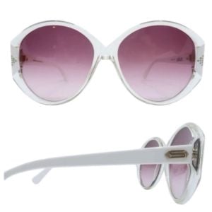 1970’s Clear & White Oversized Silhouette Sunglasses, Mod 1116, Made in Austria - Fashionconservatory.com