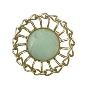 1960’s Vtg Gorgeous Glam Elegant Gold and Mint Green Statement Ring, Adjustable - Fashionconservatory.com