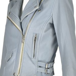 IRO Baby Blue Lamb Leather Asheville Moto Jacket FR38 Runs SMALL 2-4 - Fashionconservatory.com