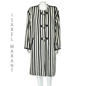 ISABEL MARANT ETOILE Striped Woven Wool Blend Coat Oversized FR38 US6-8 Medium