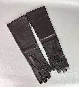 Vintage 50s Brown Kid Leather Deadstock Long Gloves, Made in Italy, Sz 6 1/2 - Fashionconservatory.com