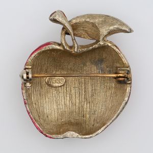 Vintage Weiss Enamel and Rhinestones Apple Figural Brooch 1950s - Fashionconservatory.com