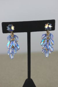 Laguna 1960s drop earrings iridescent blue crystal beads
