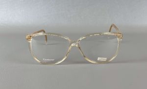 Deadstock Jeanna Beige Oversized Plastic Eyeglass Frames by Couturier, NWT 