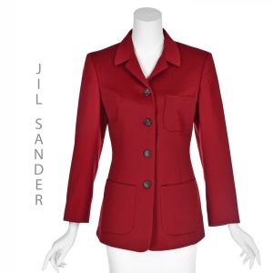JIL SANDER Autumn Red 100% Cashmere Blazer w/ Patch Pockets SIZE DE36 US6
