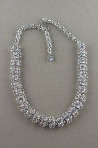 1950s clear rhinestone choker floral necklace formal bridal