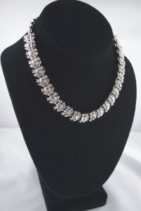 1950s clear rhinestone choker floral necklace formal bridal - Fashionconservatory.com