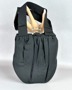 50s Black Faille Handbag w/ Lucite Clasp