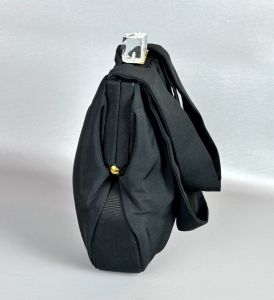 50s Black Faille Handbag w/ Lucite Clasp - Fashionconservatory.com