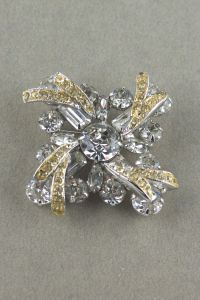 Weiss rhinestone pin 1950s brooch clear and yellow stones