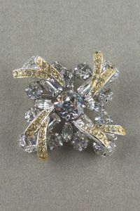 Weiss rhinestone pin 1950s brooch clear and yellow stones - Fashionconservatory.com