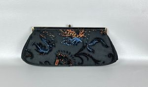 Vintage Black Formal Clutch with Applique by JR Bags