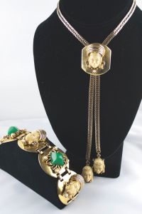 Thai princess 1950s lariat necklace and link bracelet set - Fashionconservatory.com