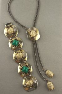 Thai princess 1950s lariat necklace and link bracelet set