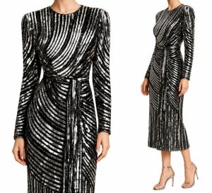 Vintage 90s Judith Ann Creations Sequined and Beaded Silk Cocktail Dress, Size XS