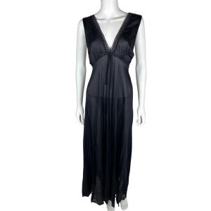 Vintage 1970s Peignoir Set Black Sheer Nightgown & Panties Unused - Fashionconservatory.com