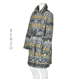 KENZO PARIS Vintage Oversized Puffy Coat with Mystical Symbolism Print FR38 US4-6