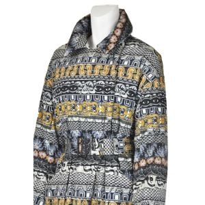 KENZO PARIS Vintage Oversized Puffy Coat with Mystical Symbolism Print FR38 US4-6 - Fashionconservatory.com