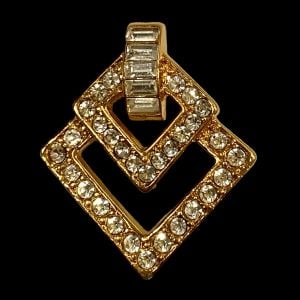 Vintage Gold Tone Pendant / Enhancer with Rhinestones and Crystals - Fashionconservatory.com