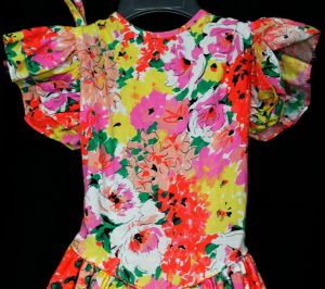 Kim Originals Multicolored Floral Dress Girls 12 Ruffle Sleeves - Fashionconservatory.com