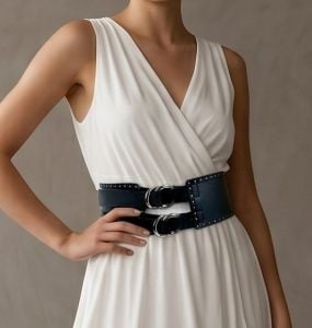 Vintage Michael Kors Black Leather Wide Belt - Fashionconservatory.com