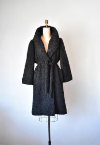 1950s Jeanne Lanvin Castillo Paris Wool Mohair Coat, vintage wool coat, 50s black coat - Fashionconservatory.com