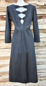 Vintage 1960s Lanz Little Black Longsleeve Dress with Dramatic Accent Back