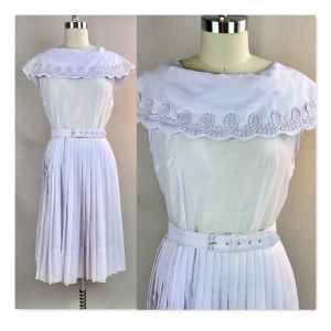 Vintage 50s Lavender Voile Full Skirt Sleeveless Dress by Sears 