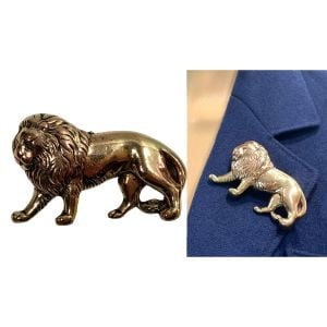 Vintage Large Gold Tone Figural Lion Pin