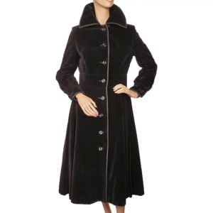 Vintage  1970s Black Velvet Coat Leo Chevalier Canadian Fashion Design Ladies M