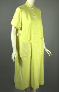 Lemon Hawaiian tiki print 1960s housecoat robe by Polynesian Casuals Honolulu | M-L - Fashionconservatory.com