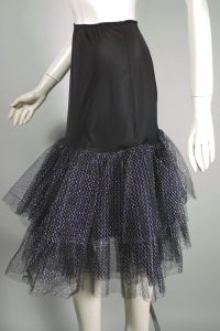 Black silver tulle nylon 1950s 1960s crinoline half-slip  - Fashionconservatory.com