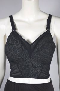 Lacy black long-line bra 1950s Maidenform size 38D
