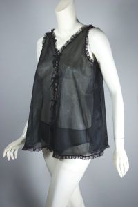 Sheer black nylon babydoll nightie 1960s nightgown set