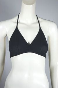 Like Nothing On wireless 70s black bra bikini halter XS-S