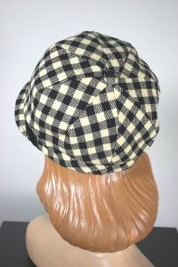 Cream black checked wool mod 1960s hat newsboy cap - Fashionconservatory.com