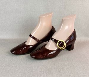 Vintage 70s Brown Block Heel Mary Jane Pumps, Shoes by Life Stride, Sz 7 1/2