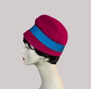 Vintage 60s Pink and Teal Cloche Style Hat by Lilly Dache, Dachettes - Fashionconservatory.com