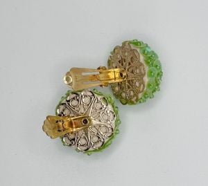 Vintage Domed Lime Sequin Clipon Earrings - Fashionconservatory.com