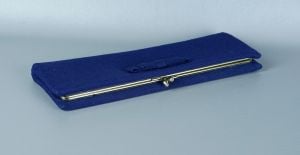 60s Navy Blue Linen Clutch Purse Handbag - Fashionconservatory.com