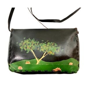 70s 80s Hand-Tooled & Hand-Painted Leather Crossbody Safari Scene - Fashionconservatory.com