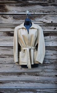Vintage 1980s W. B. Place and Co Tan Deerskin Leather Coat - Fashionconservatory.com