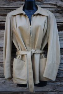 Vintage 1980s W. B. Place and Co Tan Deerskin Leather Coat